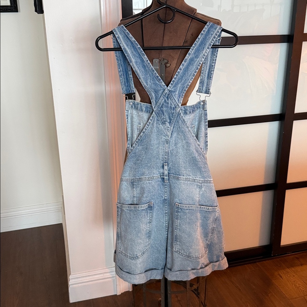 We The Free Light Blue Denim Short Overalls Romper - Picture 4 of 4
